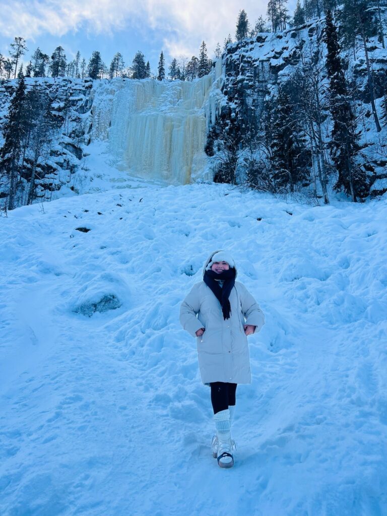 Winter Hike with Frozen Water Falls